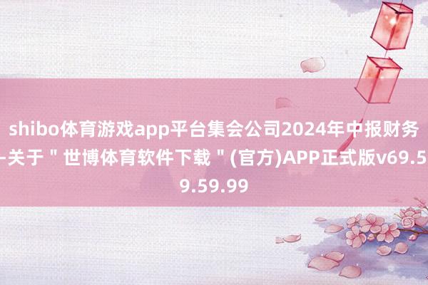 shibo体育游戏app平台集会公司2024年中报财务数据-关于＂世博体育软件下载＂(官方)APP正式版v69.59.99